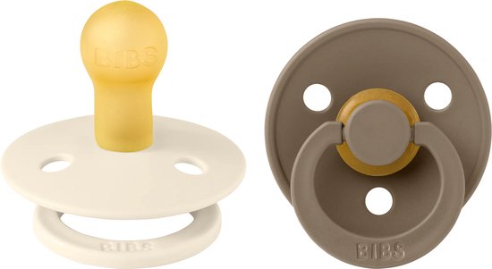 BiBS - Sucette Color - Sucette Stage 1 - 0 mois et + - 2 pièces - Ivoire / Chêne foncé