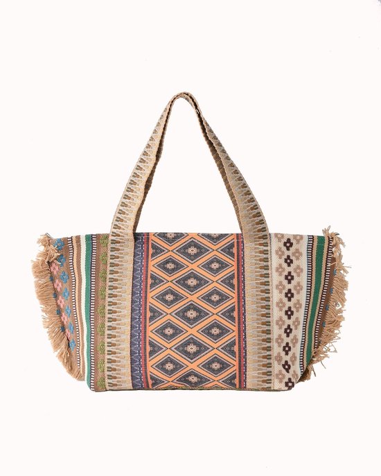 Nouka - Sac d'été multicolore marron clair à imprimé aztèque
