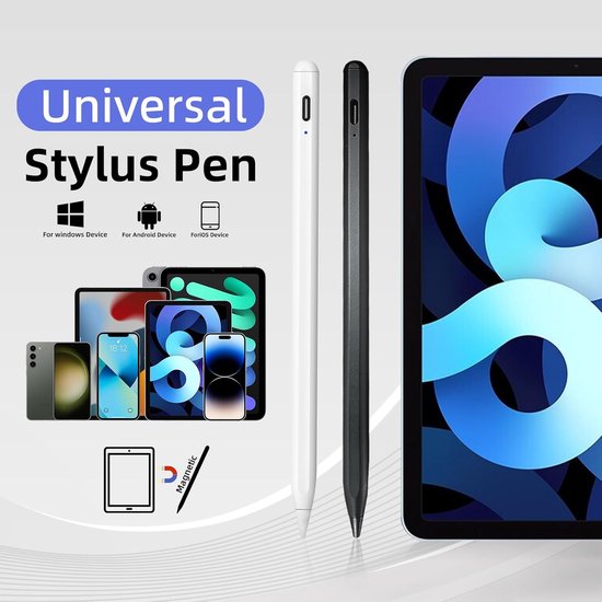 2-in-1 Active Stylus Pen - Touchscreen Pen - Stylus Pen Tablet - Pencil - Voor Tablet, Smartphone en iPad - Universele Actieve Stylus Pen met USB-C Poort - Palmrejectie - Magnetisch - Geschikt Voor o.a. Tekenen - Pencil- Teken pen - Zwart van Merkloos — afbeelding 4