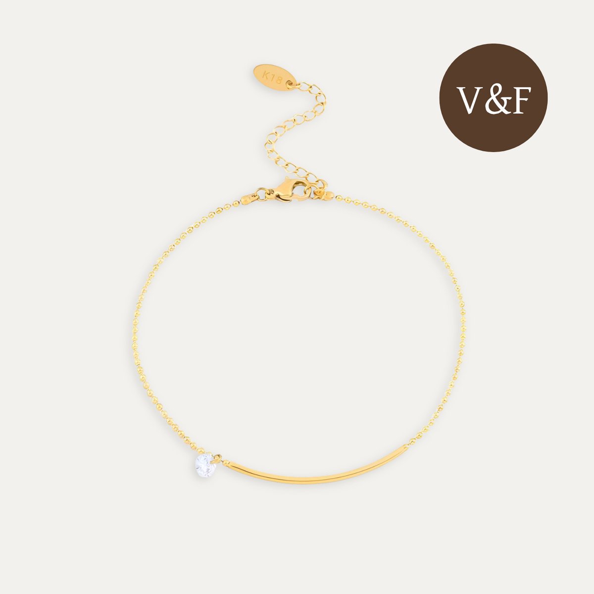 V&F Enkelbandje - Enkelbandjes dames - Enkelbandje Goudkleuring - Sieraden