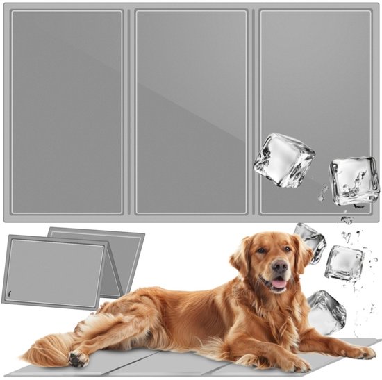 Ilso koelmat huisdier 90 x 50 cm - hond - koeling - coolmat - kat - knaagdier - grijs