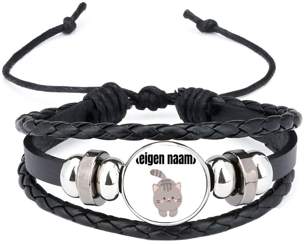 Akyol - kat met eigen naam armband zwart - Katten - katten liefhebbers - iemand die houdt van katten - verjaardag - cadeau - kado