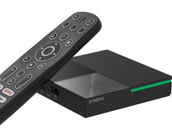 STRONG - Streaming Box Android TV 4K UHD - LEAP-S3 PRO - Chromecast geïntegreerd - Google Voice Assistant compatibel - Dolby Atmos & Dolby Vision - Bluetooth - Wifi 6 - 32GB opslag - Verlichte afstandsbediening - Gemakkelijk te installeren - Zwart