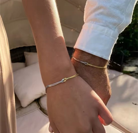 Set de bracelets pour couples | Acier inoxydable | Couleur argent et couleur or| Cadeau d'amour | Romantique | Cadeau pour votre femme ou petite amie | Hommes présente