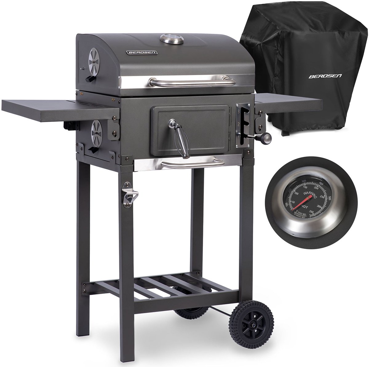 Houtskool Grill met Hoes Berdsen BD-892 Zwart