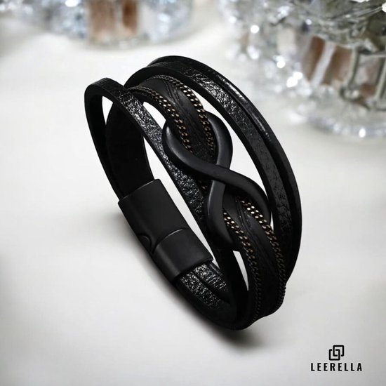 Rafaela Donata Unisex Leren Armband Echt Leer Zwart