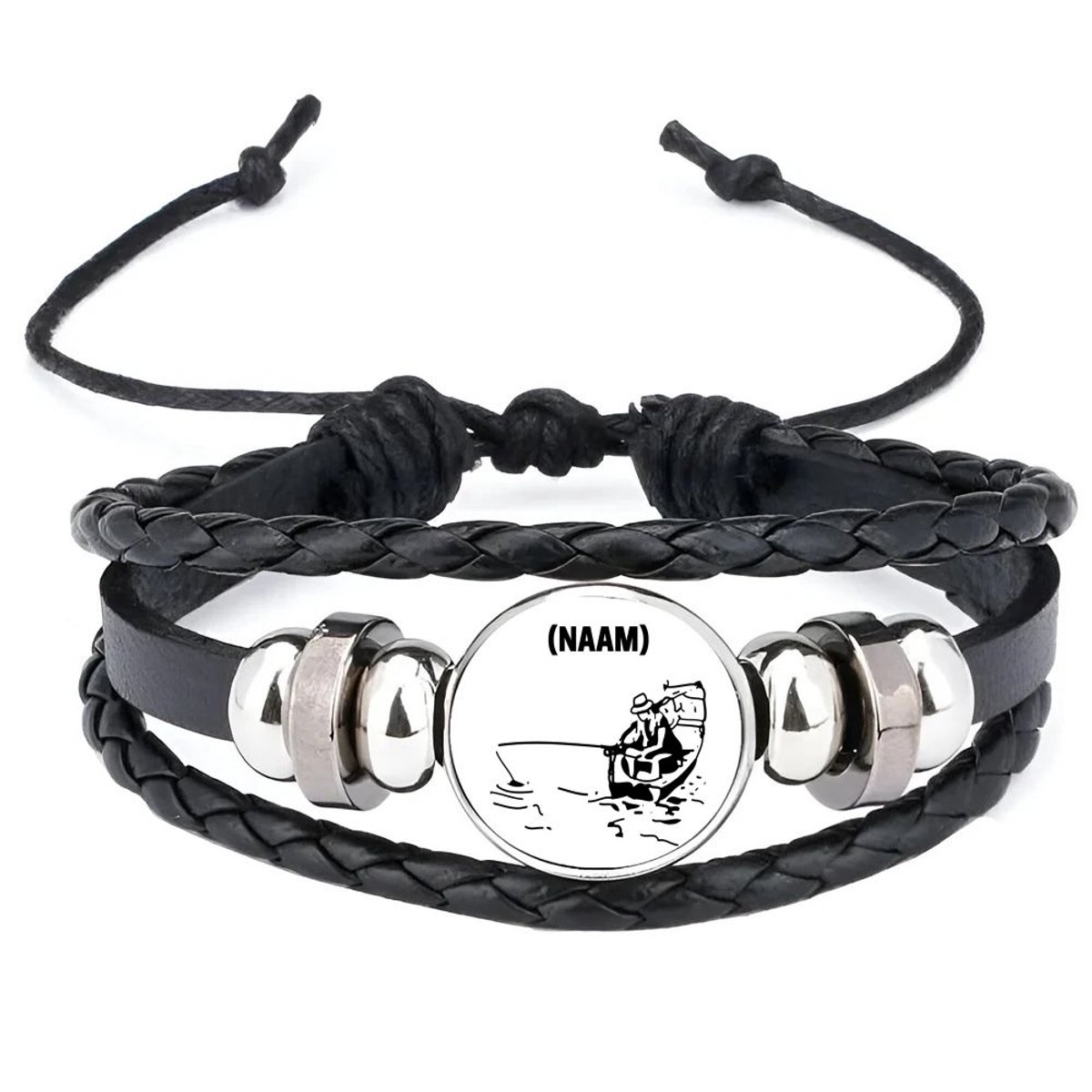 Akyol - vissen met eigen naam armband zwart - Vissen - visser - sport