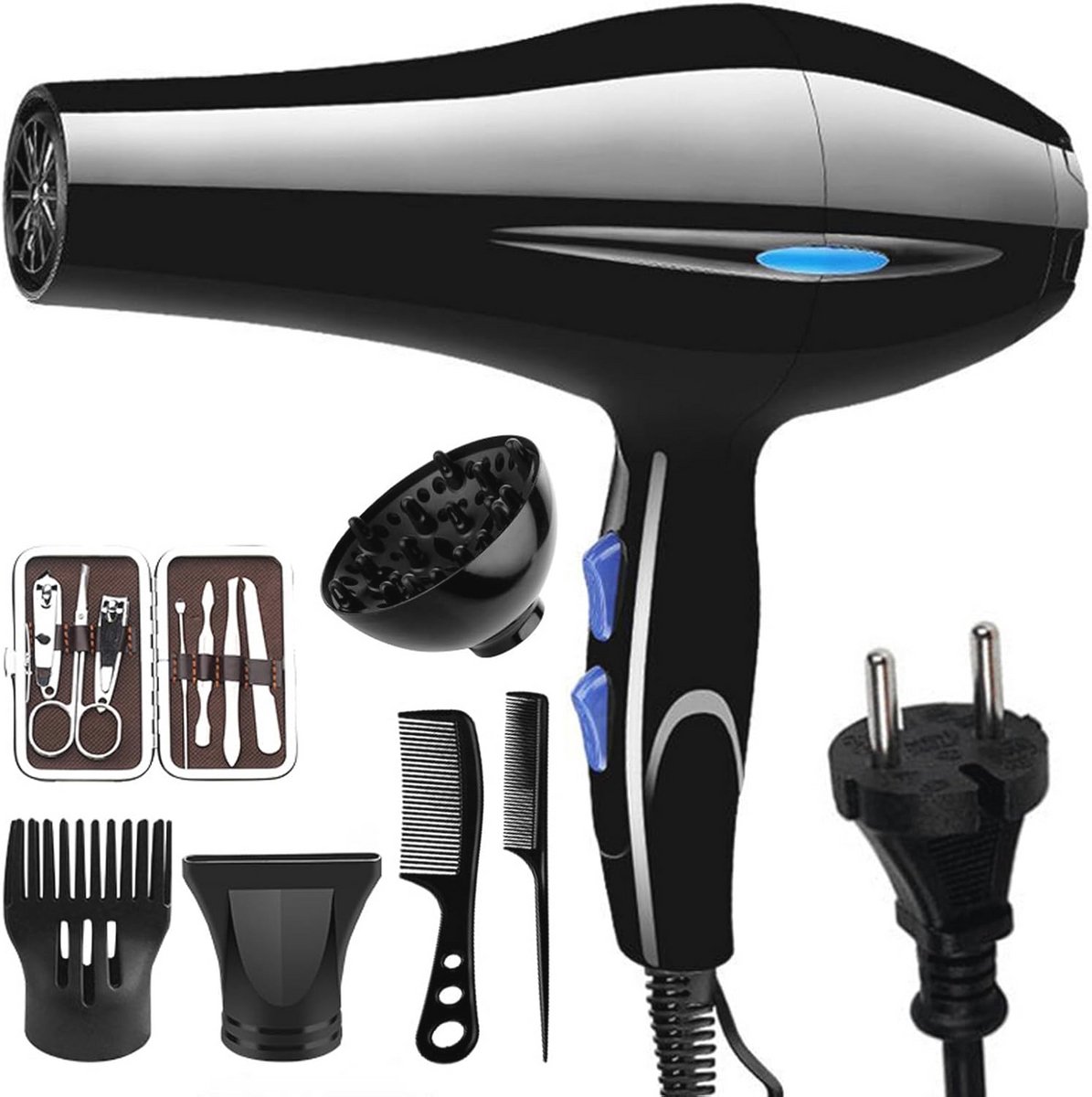 Professionele haardroger met diffuser - 2 snelheden, 3 warmte-instellingen, geschikt voor alle haartypes
