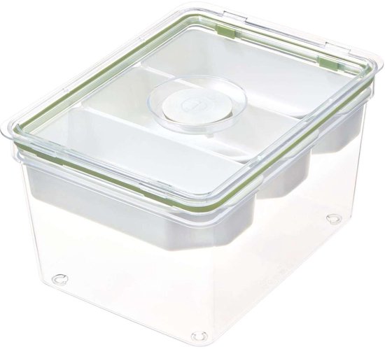 iDesign - ID Fresh Vershoudbak Hoog Large met Vakverdeling - Kunststof - Transparant