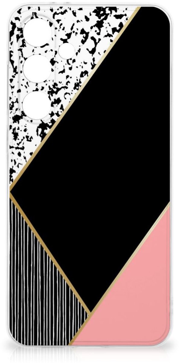 Samsung Galaxy S24 FE TPU Hoesje Zwart Roze Vormen
