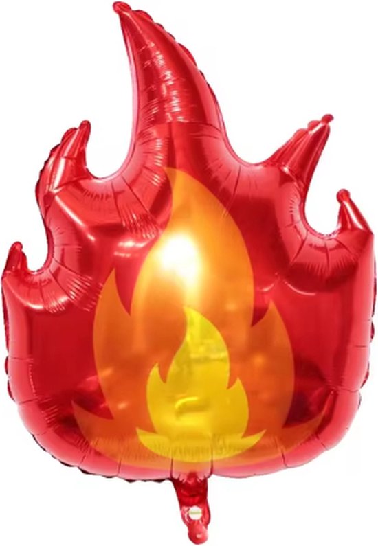 Vlam ballon - Vuur - XL - 70x57cm - Ballonnen - Thema feest - Verjaardag - Helium ballon - Versiering - Folie ballon - Leeg - Brand - Brandweer - Stoer