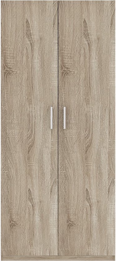 Armoire de rangement Interiax - Armoire ' Mila' - 2 Portes et 4 Étagères | Chêne Sonoma | 180x80x42 cm