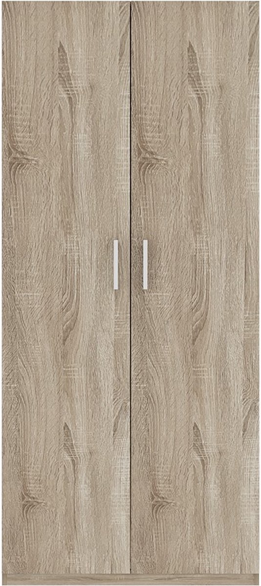 Interiax Opbergkast - Kledingkast 'Mila' - 2 Deuren & 4 Legplanken | Sonoma Eik | 180x80x42 cm