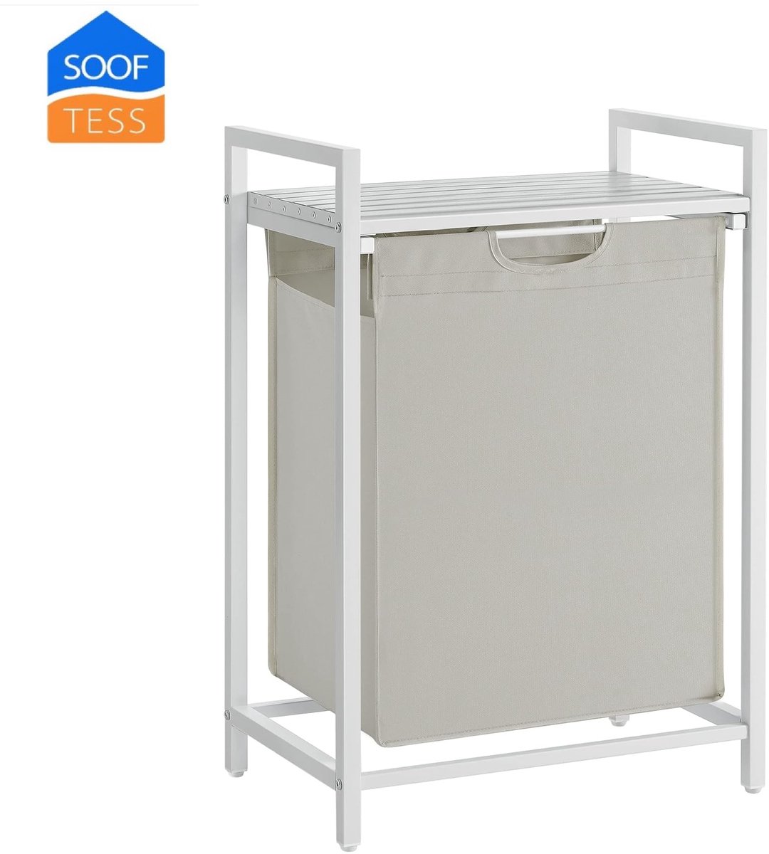 Wassorteerder - 65L - Metaal - Wit - Wasmanden - Wassorteerder met Plank - 50 x 33 x 72 cm