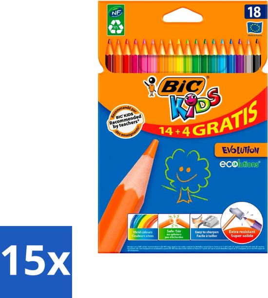 Bic | Kids | Crayons de couleur | Evolution stripes | 18 pc
