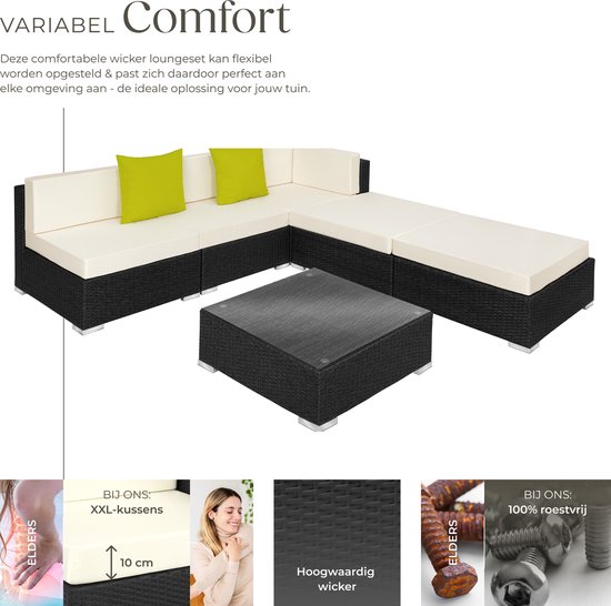 tectake - Ensemble de sièges en osier Paris, variante 2 noir Réf .: 403830