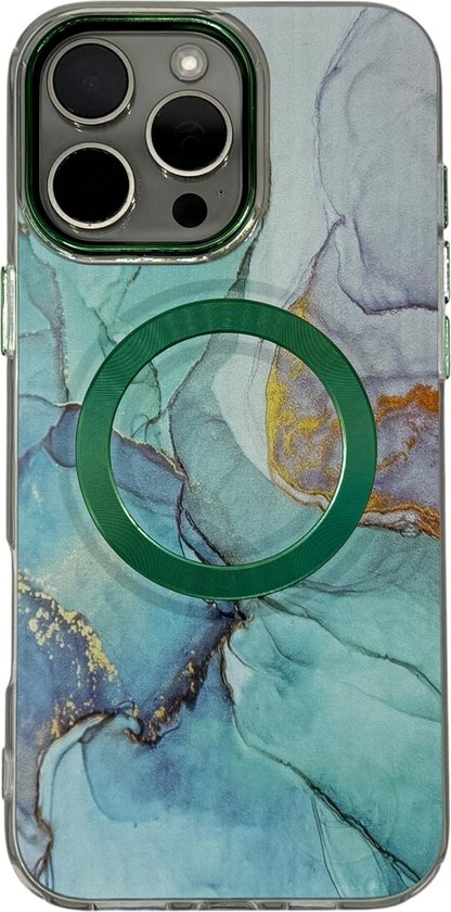 Coque HEM Artistic Green-Mint pour iPhone 14 Pro Max - Coque compatible Magsafe - Coque arrière antichoc
