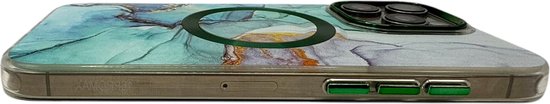 Coque HEM Artistic Green-Mint pour iPhone 14 Pro Max - Coque compatible Magsafe - Coque arrière antichoc