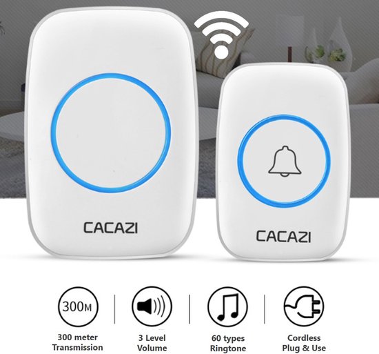 Draadloze Deurbel - Wireless Doorbell - IP44 Waterdicht - Met Ontvanger op Stopcontact - Wit — afbeelding 3