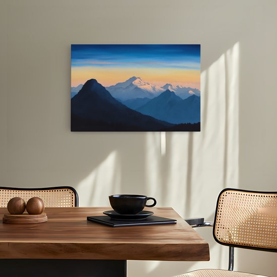 Tableau sur toile Saammp - Sommets de montagne - Nature - Paysage - 120x80 - Photo sur toile - Décoration murale - Décoration murale Salon - Décoration chambre - Impression sur toile