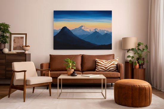 Tableau sur toile Saammp - Sommets de montagne - Nature - Paysage - 120x80 - Photo sur toile - Décoration murale - Décoration murale Salon - Décoration chambre - Impression sur toile