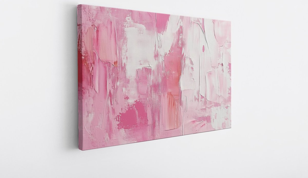 Saammp Canvas Schilderij - Groffe kwast strepen - Abstract - 70x50 - Foto op canvas - Wanddecoratie - Muurdecoratie Woonkamer - Slaapkamer decoratie - Canvas Print Multicolor