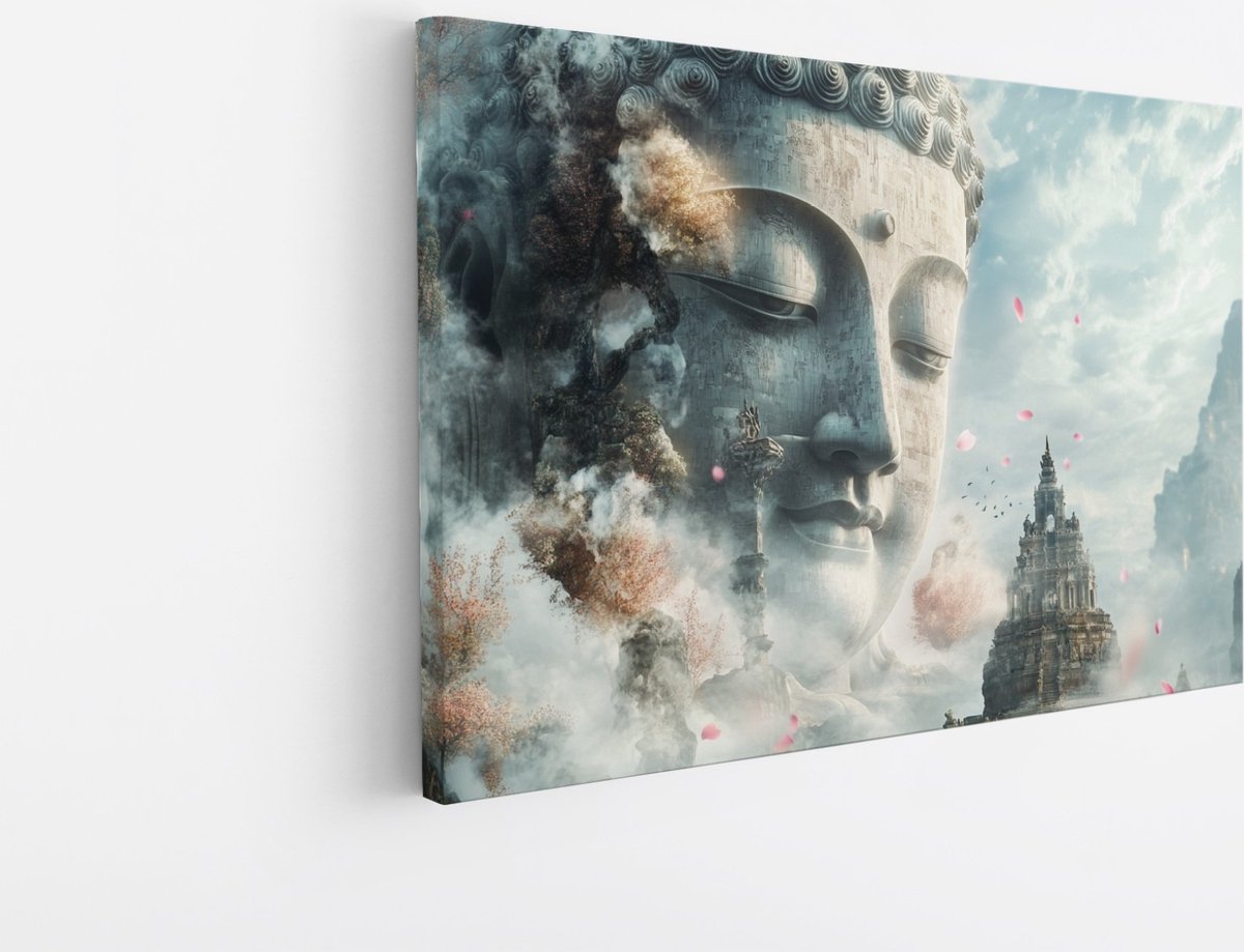 Saammp Canvas Schilderij - Boeddha - Kunst - 60x40 - Foto op canvas - Wanddecoratie - Muurdecoratie Woonkamer - Canvas schilderijen Multicolor