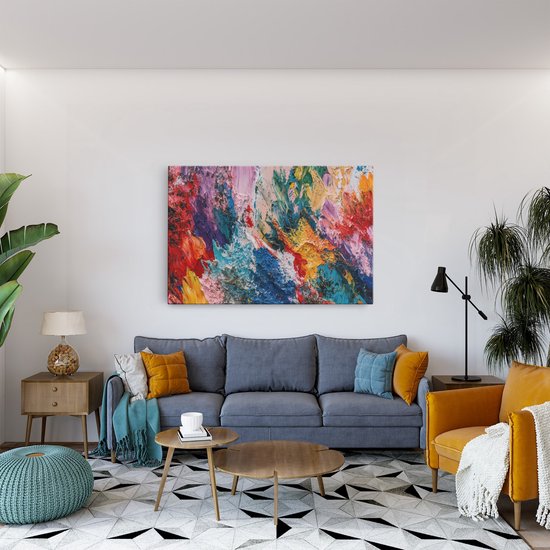 Saammp Canvas Schilderij - Explosie van kleuren - Abstract - 120x80 - Foto op canvas - Wanddecoratie - Muurdecoratie Woonkamer - Slaapkamer decoratie - Canvas Print