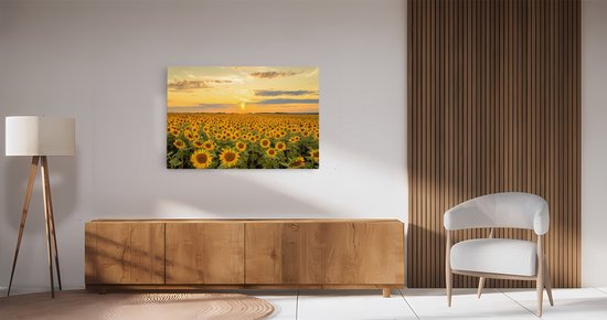 Tableau sur toile Saammp - Champ de tournesols - Paysage - Nature - 150x100 - Photo sur toile - Décoration murale - Décoration murale Salon - Décoration chambre - Impression sur toile