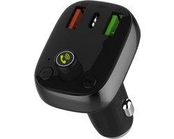 FTQ TR15 - Bluetooth FM-zender – Compacte Auto-adapter met Bluetooth 5.0, QC3.0 & PD 36W Snellader, MP3-speler, Handsfree Bellen en LED-sfeerverlichting - Inclusief FuturiQ Type-C oplaadkabel