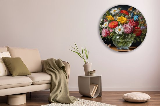 Saammp Forex Wall Circle - Vase avec fleurs - Coloré - Nature - Ø 40 - Cercle mural - Cercle de Décoration murale - Décoration murale Salon - Décoration de bureau