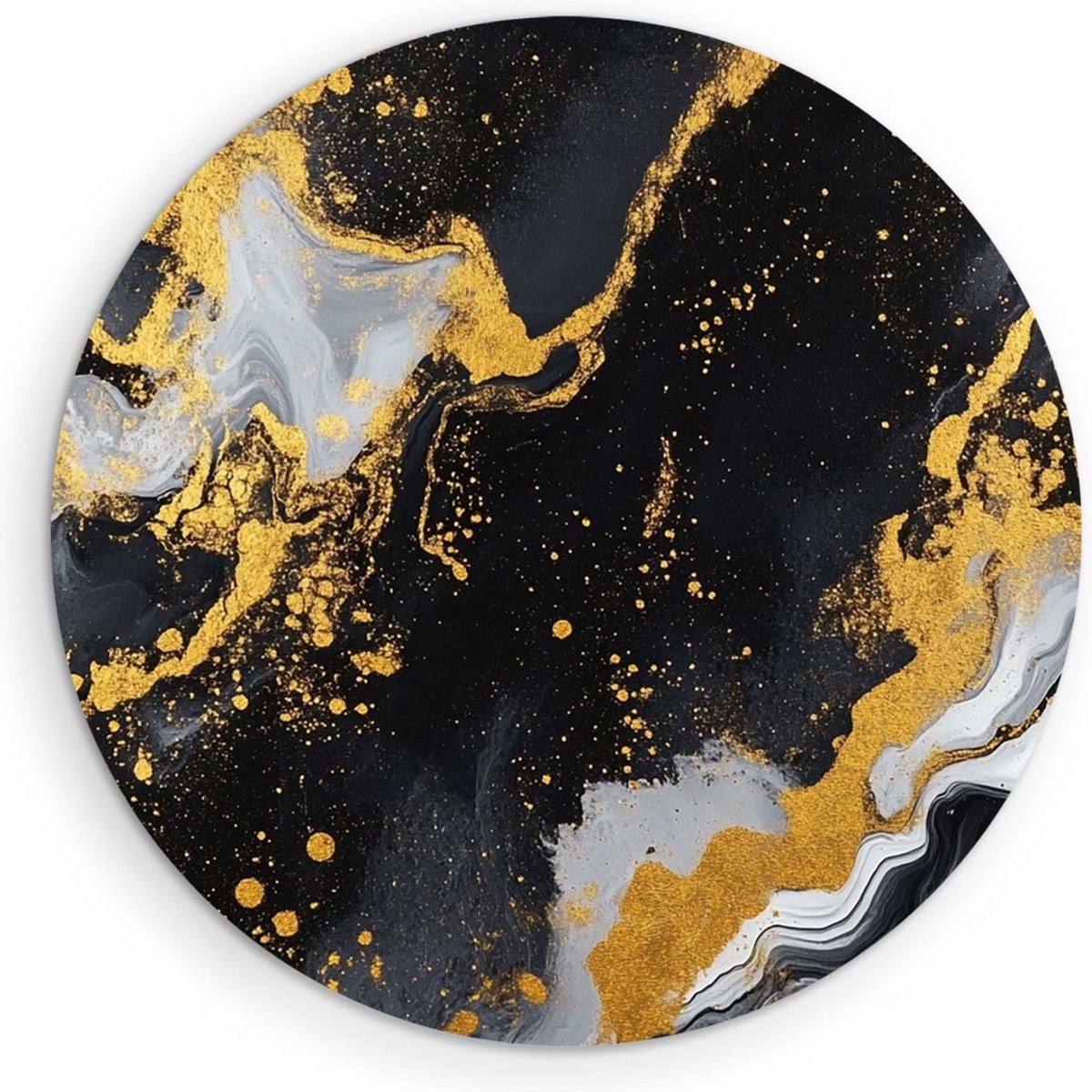 Saammp Muurcirkel Hout - Vloeibaar - Zwart - Abstract kunstwerk - Ø 60 - Wandcirkel - Wanddecoratie Cirkel - Muurdecoratie Woonkamer - Slaapkamer decoratie - Rond Schilderij