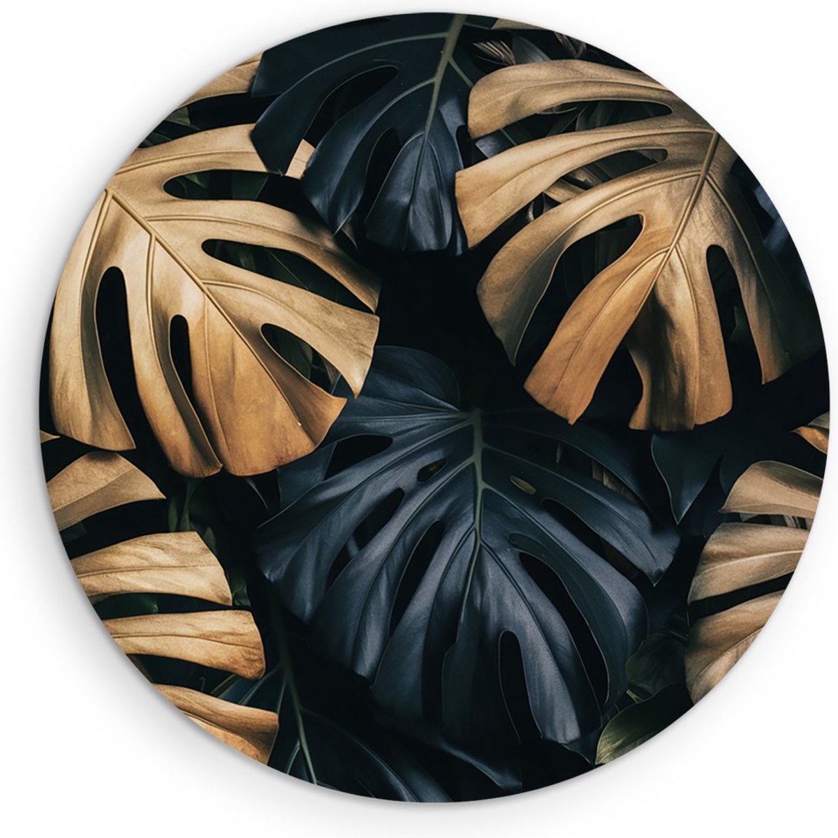 Saammp Forex Muurcirkel - Goude Bladeren - Landschap - Natuur - Ø 50 - Wandcirkel - Wanddecoratie Cirkel - Muurdecoratie Woonkamer - Slaapkamer decoratie - Rond Schilderij