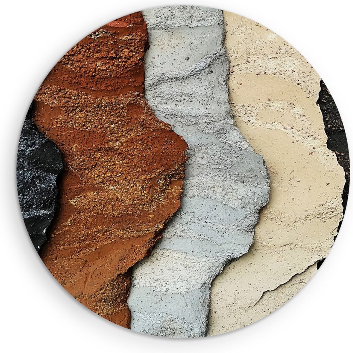Saammp Forex Muurcirkel - Gekleurd steen - Abstract - Ø 70 - Wandcirkel - Wanddecoratie Cirkel - Muurdecoratie Woonkamer - Slaapkamer decoratie - Rond Schilderij