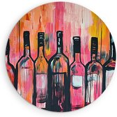 Saammp Forex Muurcirkel - Flessen - Abstract - Ø 80 - Wandcirkel - Wanddecoratie Cirkel - Muurdecoratie Woonkamer - Slaapkamer decoratie - Rond Schilderij