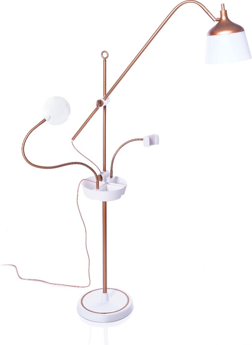 Daylight Anita Vloerlamp E21088 - borduurlamp - staande vloelamp - dimbare led verlichting - 3 lichtkleuren - 2x vergroting - smartphonehouder