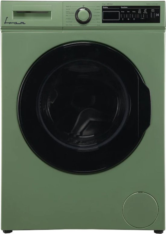 Fram Wasmachine - 7 KG - Retro Design - 15 Wasprogramma's - LED Display - Anti-kreukfunctie - Uitgestelde Start - 1400 RPM - 5 Jaar Garantie - Groen