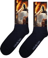 Brandweer - Opkikker - Grappige sokken - Valentijn cadeau - Verjaardag cadeau - Sint cadeau - Leuke sokken - Hoogwerker - Vrolijke sokken - Cadeautje - Grappig cadeau - Kerst sokken - Vaderdag - Moederdag - Socks maken Happy - 37-44