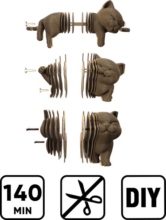 Cartonic - TRIO DE CHATONS - Puzzle 3D - puzzles - DIY- enfants et adultes