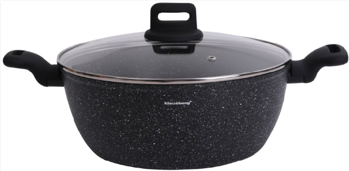 Klausberg 7672 - Zwart Marmeren kookpan - 28 cm - zwart - met deksel