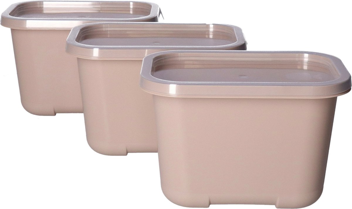 Juypal Vershoudbakjes nestbaar - BPA vrij - meal prep - 3x stuks van 1 liter - beige - luchtdicht - herbruikbaar