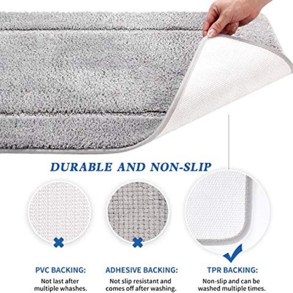 2-delige Badmat Set, Microvezel Zacht, Antislip, 53 x 86 cm en 50 x 50 cm