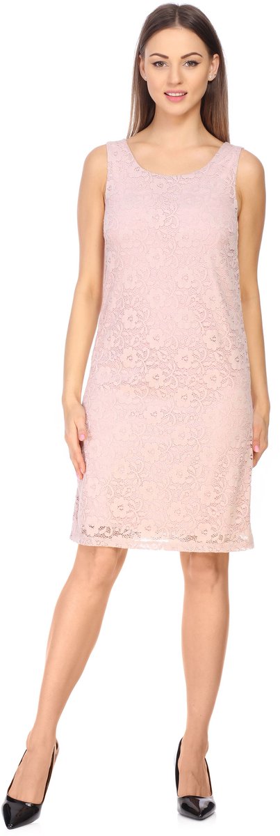 Bellivalini Damesjurk - Knielange Kanten – Jurk – Feestelijke – Zomerjurk – Poederroze – S - BLV-BLV50-261-DR