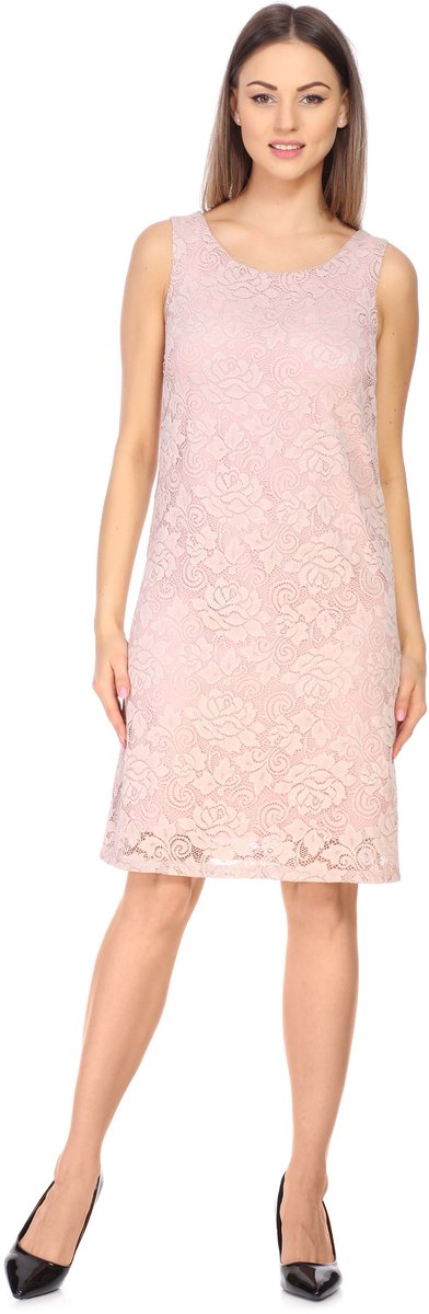Bellivalini Damesjurk – Knielange Kanten – Jurk - Feestelijke – Zomerjurk – Poederroze – M - BLV-BLV50-260-DR