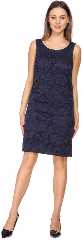Bellivalini Damesjurk – Knielange Kanten – Jurk - Feestelijke – Zomerjurk – Zwart – XL - BLV-BLV50-260-DR