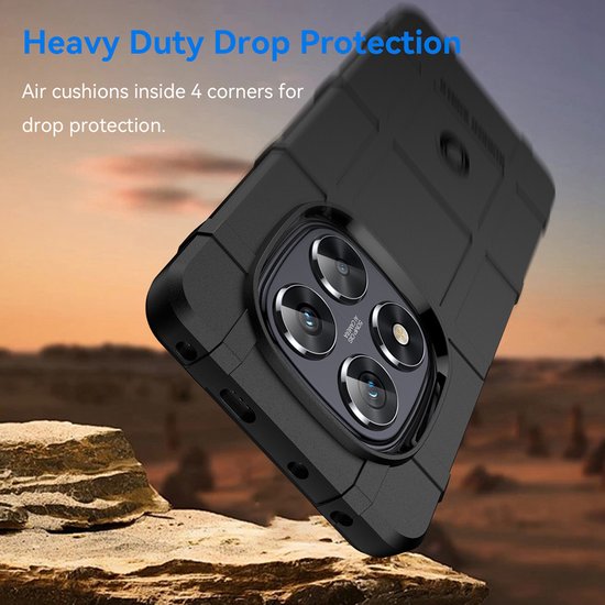 Coque Xiaomi Redmi Note 14 Pro 5G - Mobydefend Rugged Shield TPU Backcover - Zwart - Coque pour téléphone portable - Coque compatible avec : Xiaomi Redmi Note 14 Pro 5G