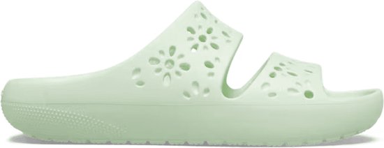Crocs - Chaussons Classic à découpes florales pour femme - Vert jade - Pointure 39/40