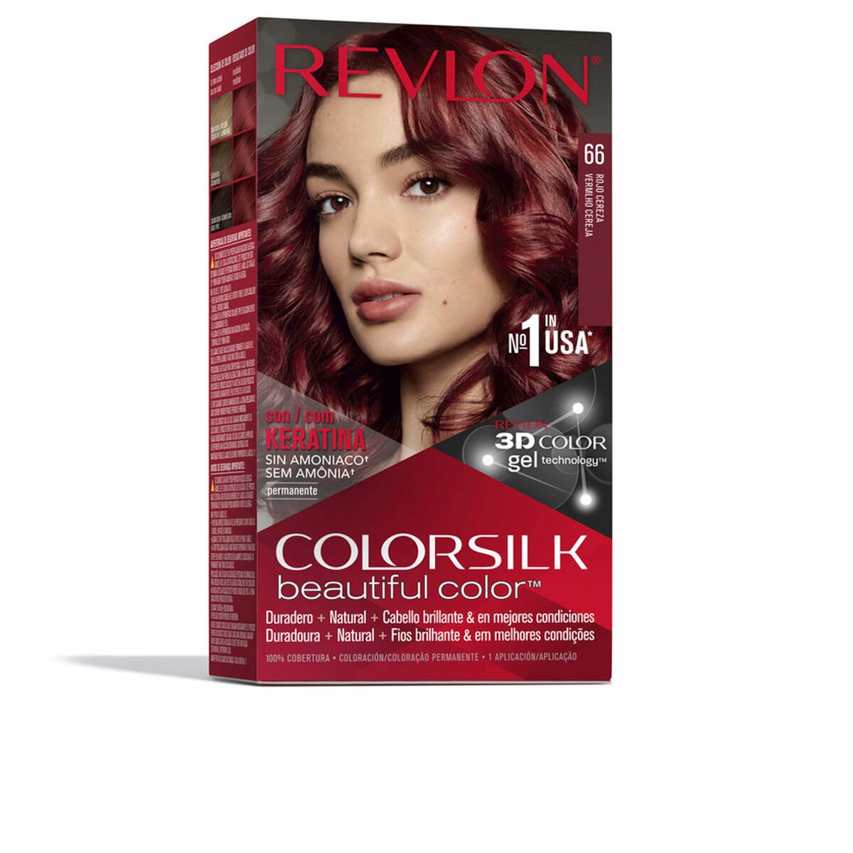 Permanente Kleur Revlon Colorsilk Nº 66 Cherry red Geen ammoniak