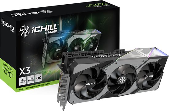 INNO3D GeForce RTX 5070 Ti iCHILL X3 16GB GDDR7 Grafische Kaart 10.752 CUDA 2670 MHz Boost