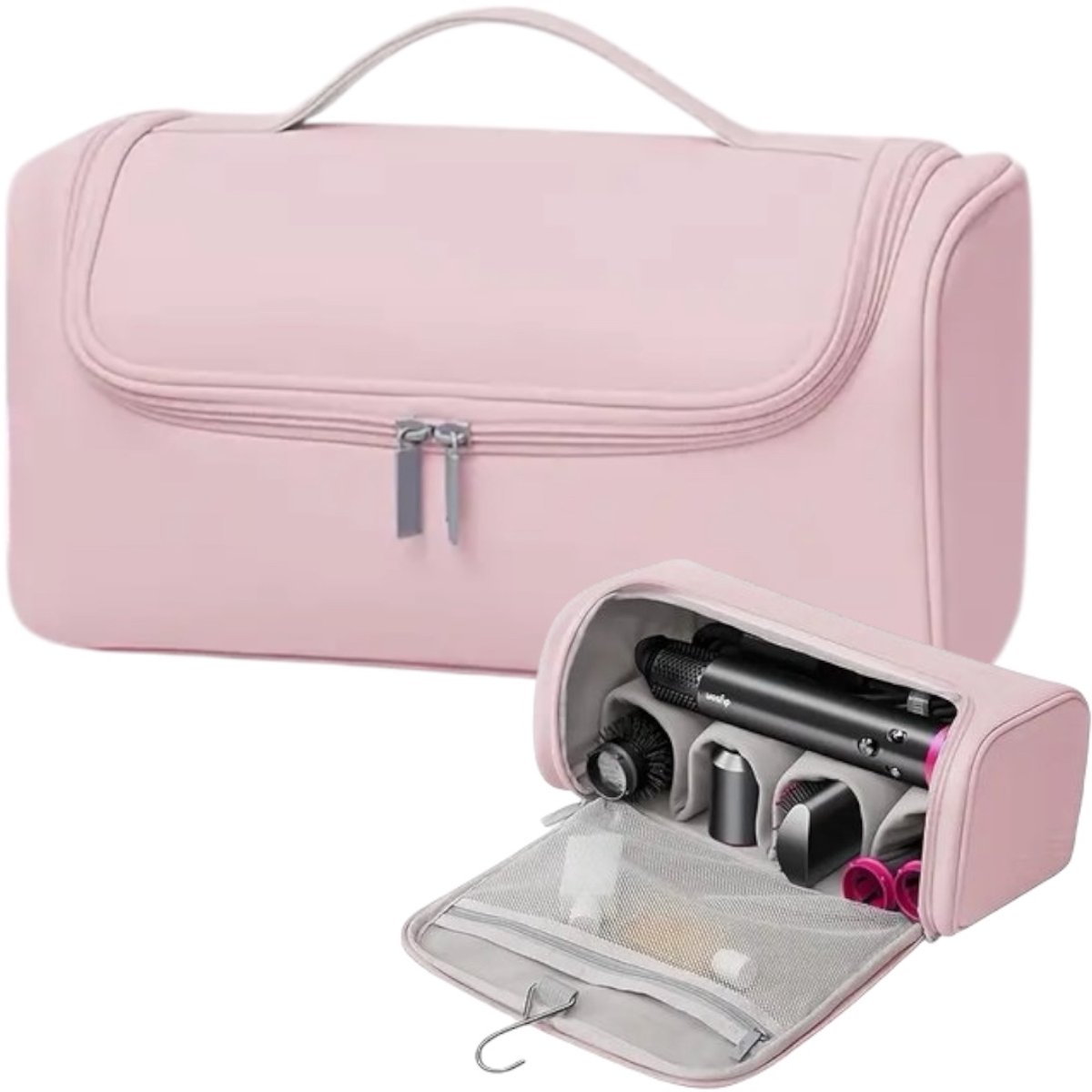 Ultiluxe® Luxe opbergtas Fohn borstel - Roze - Geschikt voor Dyson - Opberger - Krultang tas, opbergstukken, krulborstel, fohn - Dubbellaags - Opbergen haar accessoires - Airwrap styler - Haardroger, stijlborstel